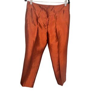 Doncaster Womens Rust Orange 100% Silk Pleated Pants Size 10 Office Business